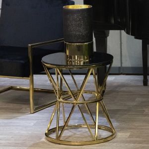 Gotham Black Side Table with Gold Legs